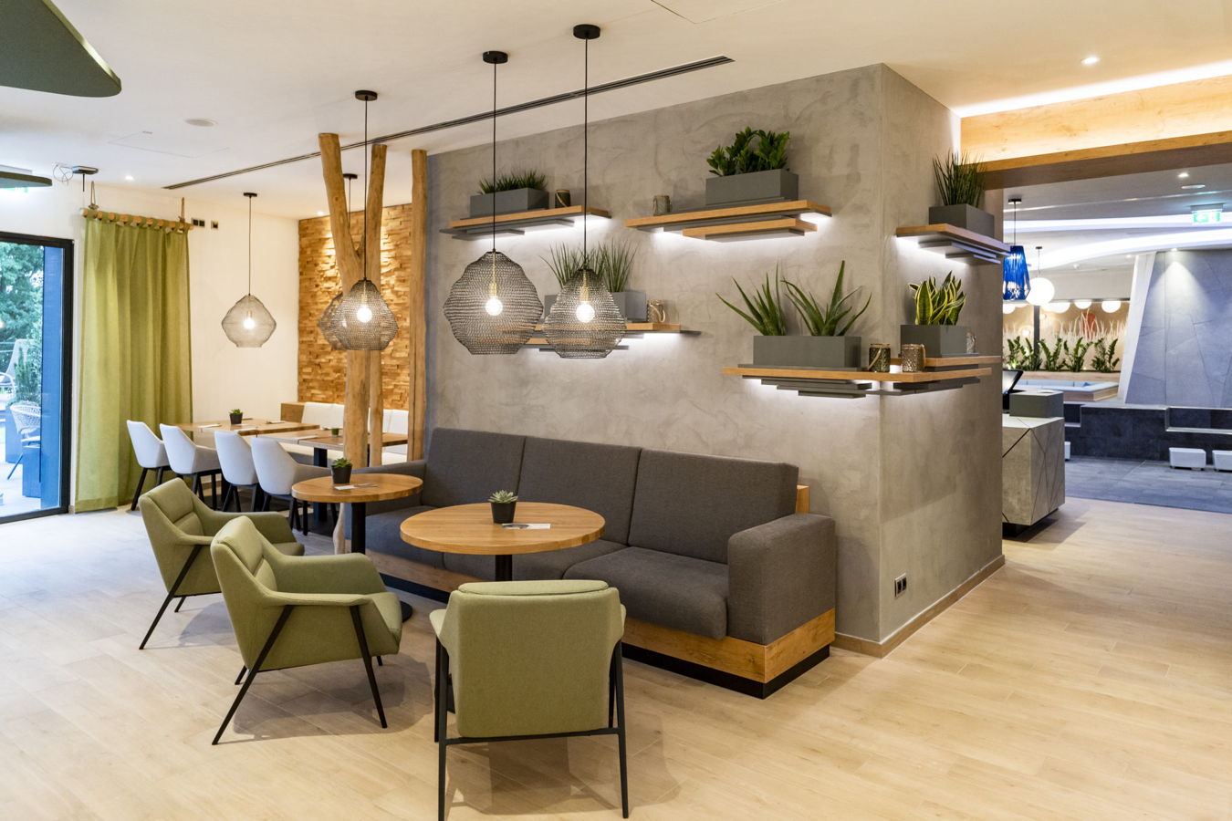 Modern restaurant lounge area